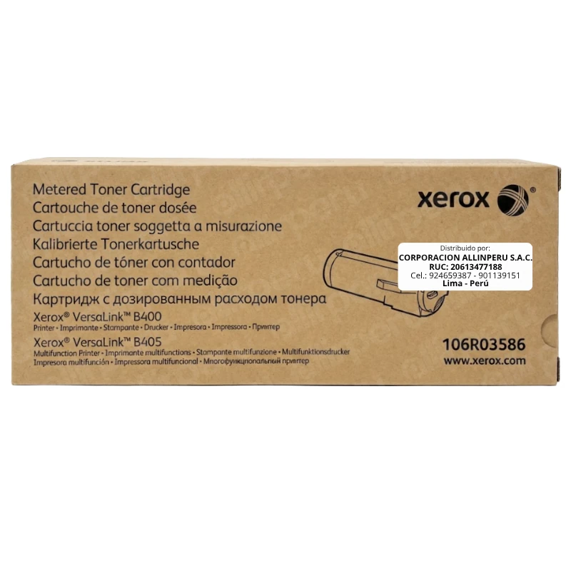 Tóner original Xerox 106R03586 negro para impresora VersaLink B400 y B405