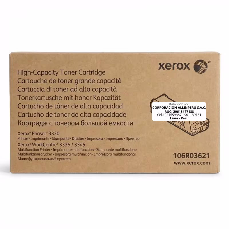 Foto de toner Xerox 106R03621 negro original caja sellada vista frontal