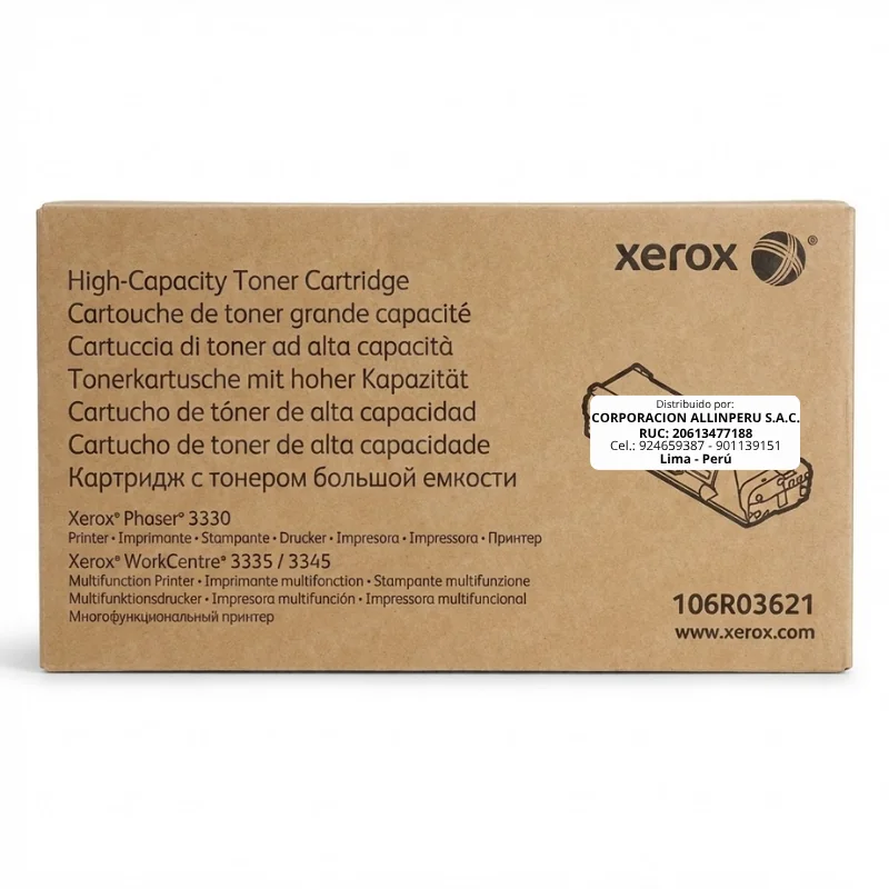 Foto de toner Xerox 106R03621 negro original caja sellada vista frontal