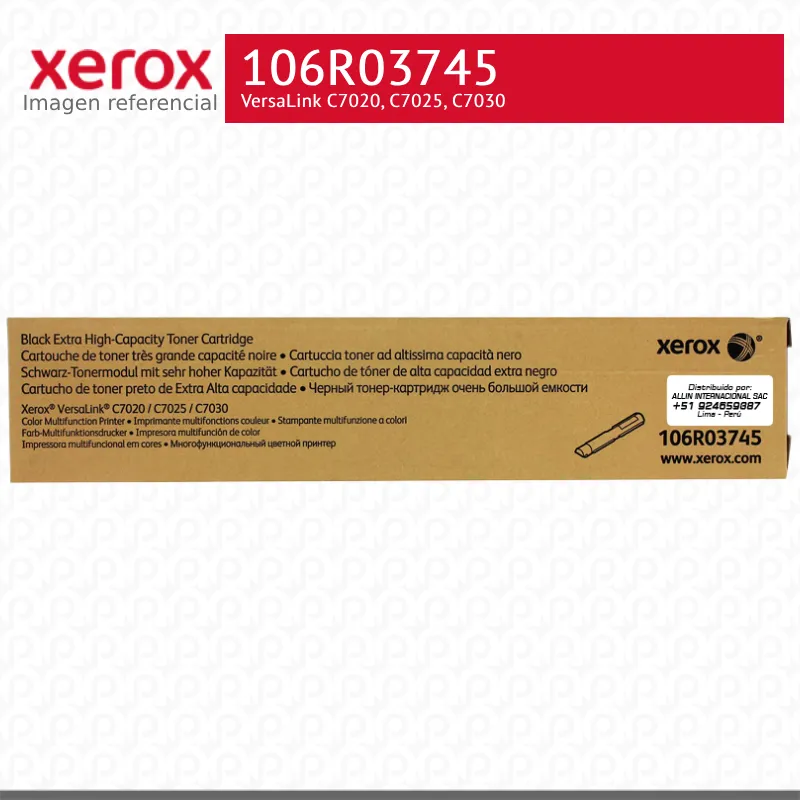 Toner Xerox 106R03745 Negro 23.6K VersaLink C7020, C7025, C7030 Extra Alta capacidad