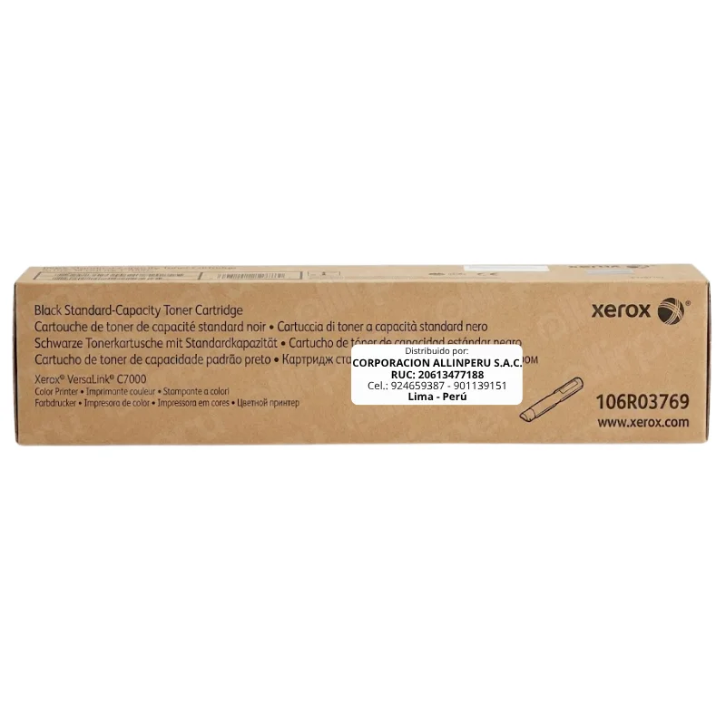 Toner Xerox 106R03769 Negro VersaLink C7000 Foto de toner Xerox 106R03769 negro caja frontal