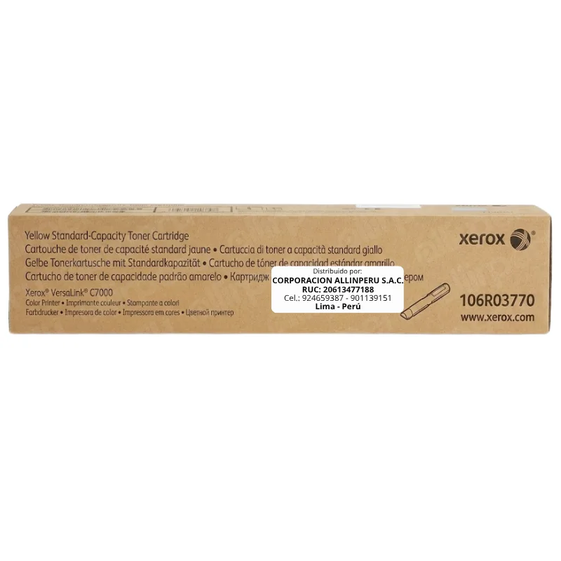 Tóner Xerox 106R03770 Amarillo - Empaque original Tóner Xerox 106R03770 amarillo caja frontal VersaLink C7000