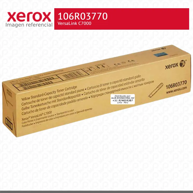 Toner Xerox 106R03770 Amarillo 3K VersaLink C7000 Capacidad estandar
