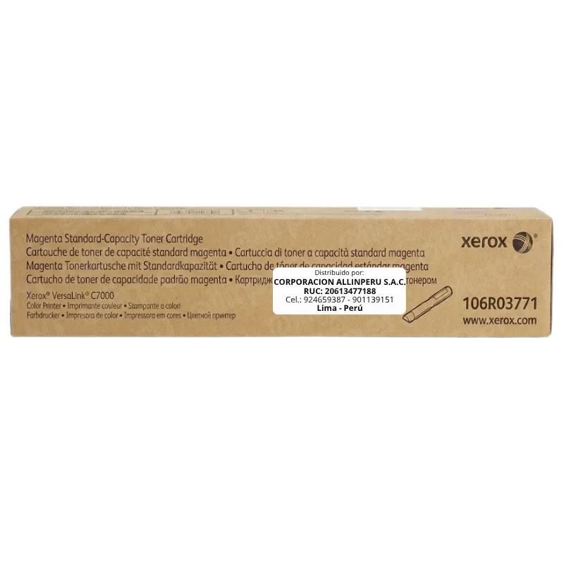Toner Xerox 106R03771 Magenta VersaLink C7000 Foto de toner Xerox 106R03771 magenta caja frontal original