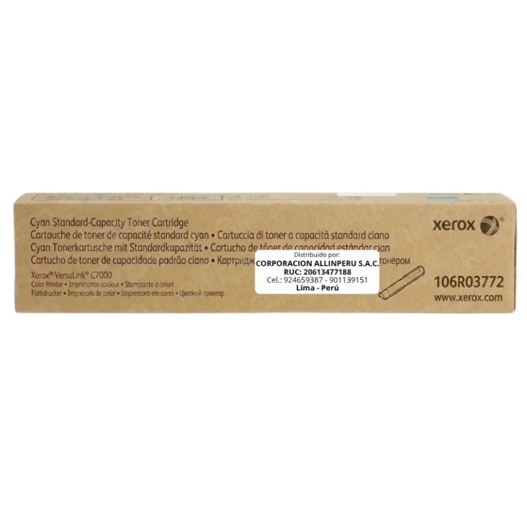 Foto de toner Xerox 106R03772 cian caja frontal original