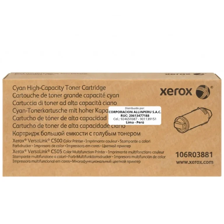 Foto de tóner Xerox 106R03881 cian caja frontal original