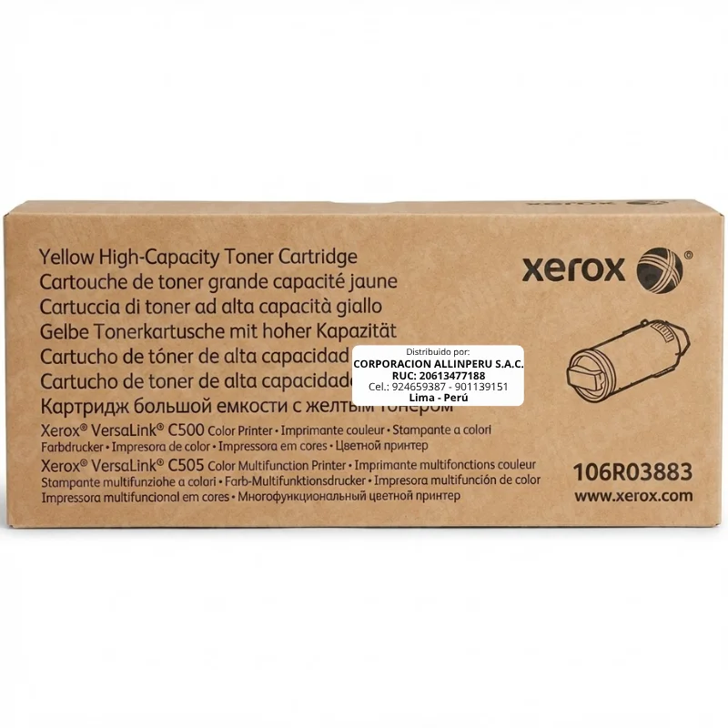 Tóner Xerox 106R03883 Amarillo Toner Xerox 106R03883 amarillo caja frontal VersaLink C500