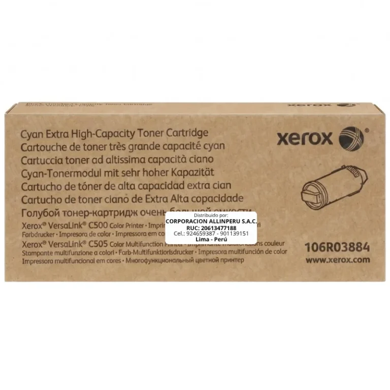 Foto de toner Xerox 106R03884 cian caja frontal original