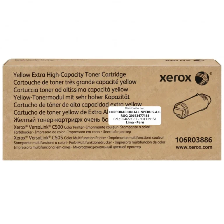 Toner Xerox 106R03886 amarillo caja frontal original
