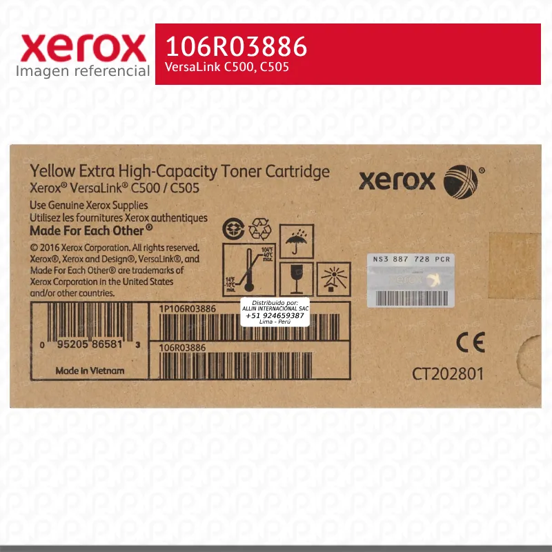 Toner Xerox 106R03886 Amarillo 9K VersaLink C500, C505 Extra Alta Capacidad