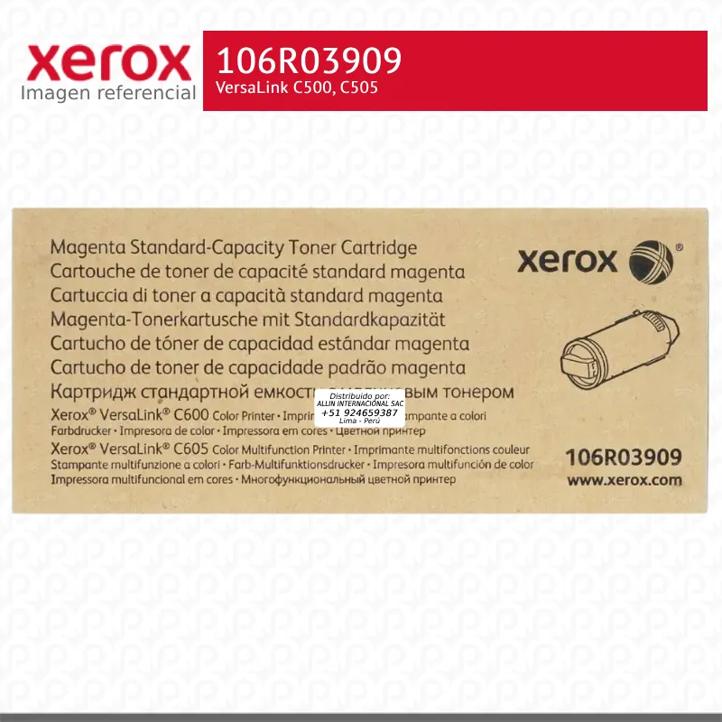 Toner Xerox 106R03909 Magenta 6K VersaLink C600, C605 Capacidad Estandar