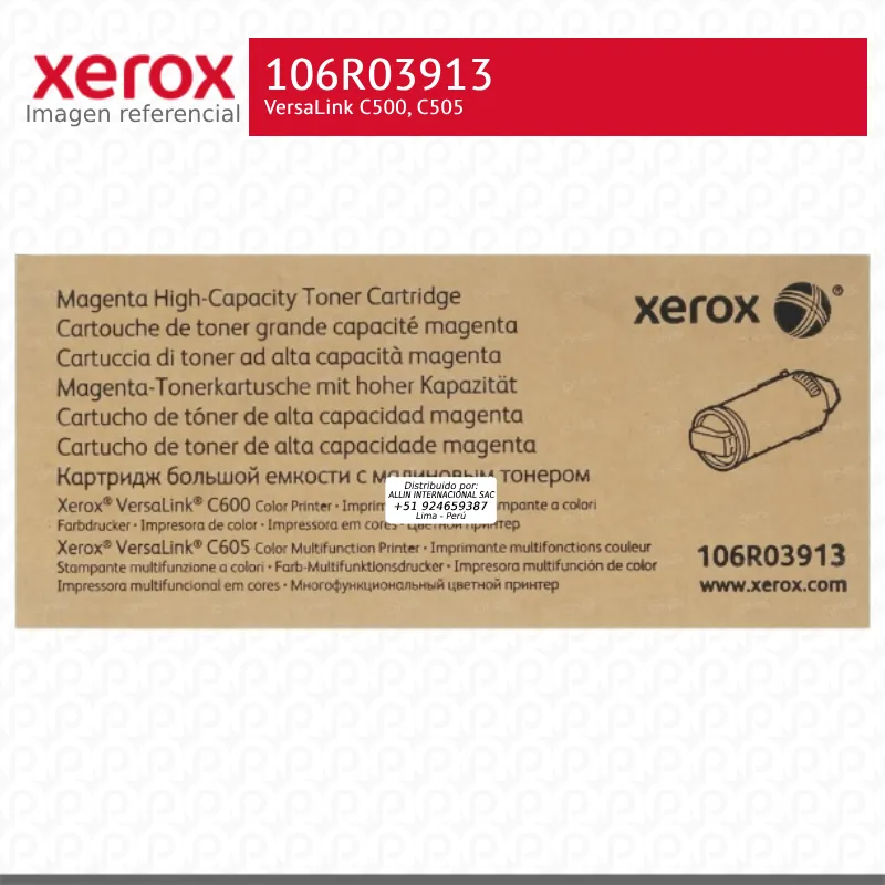 Toner Xerox 106R03913 Magenta 10.1K VersaLink C600, C605 Alta Capacidad