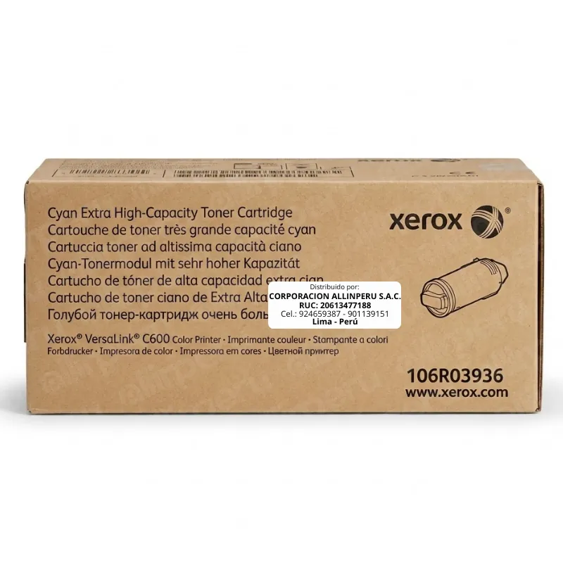 Tóner Xerox 106R03936 Cyan original para impresora VersaLink C605
