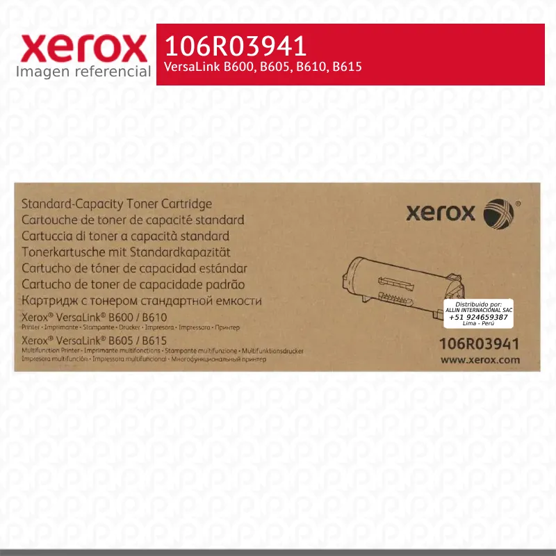 Toner Xerox 106R03941 Negro 10K VersaLink B600, B605, B610, B615 Capacidad Estándar