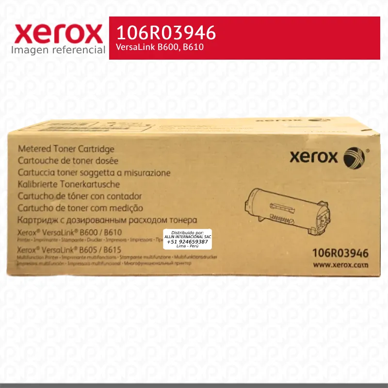 Toner Xerox 106R03946 Negro 25K VersaLink B600, B610 Metered
