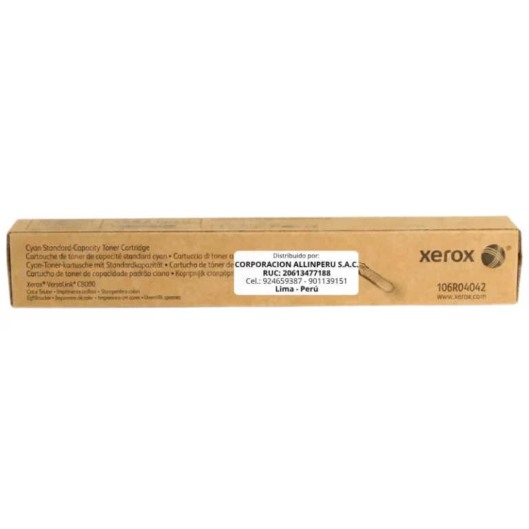 Foto de tóner Xerox 106R04042 cian caja frontal VersaLink C8000