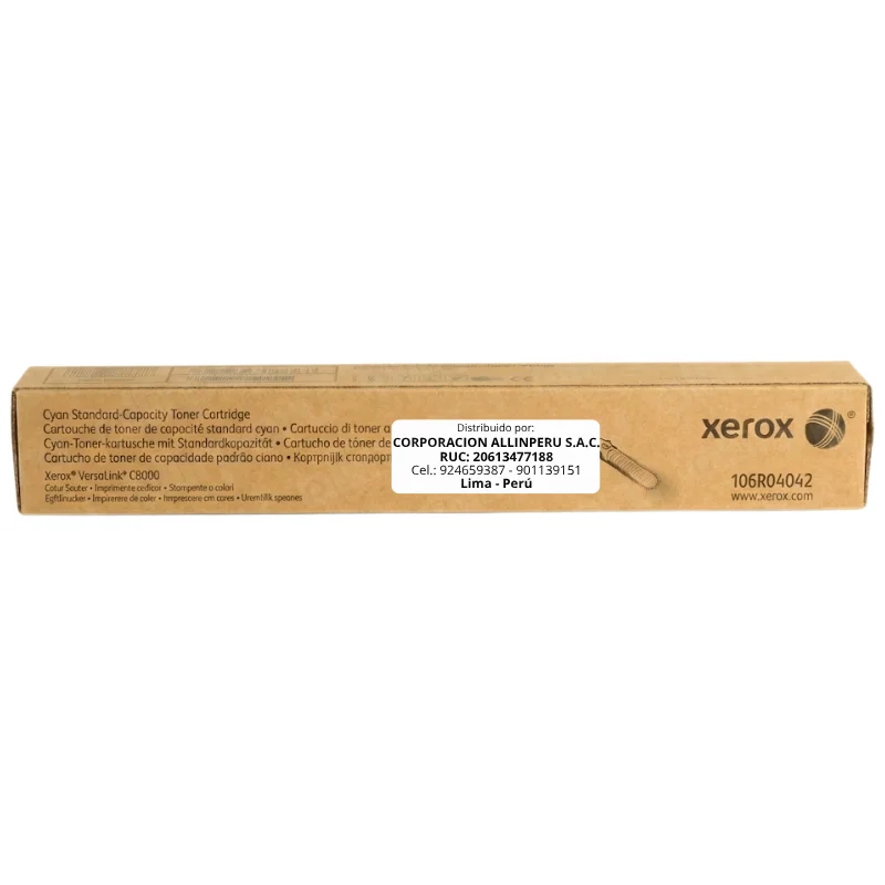 Foto de tóner Xerox 106R04042 cian caja frontal VersaLink C8000