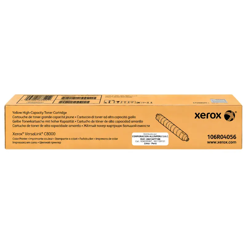 Foto de tóner Xerox 106R04056 amarillo frontal para VersaLink C8000