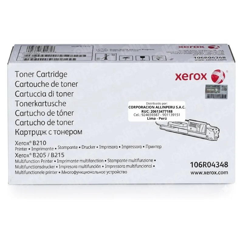 Tóner Xerox 106R04348 Negro Foto de tóner Xerox 106R04348 negro vista frontal caja