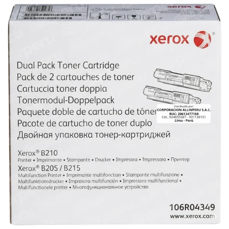 Foto de tóner Xerox 106R04349 caja frontal negro original