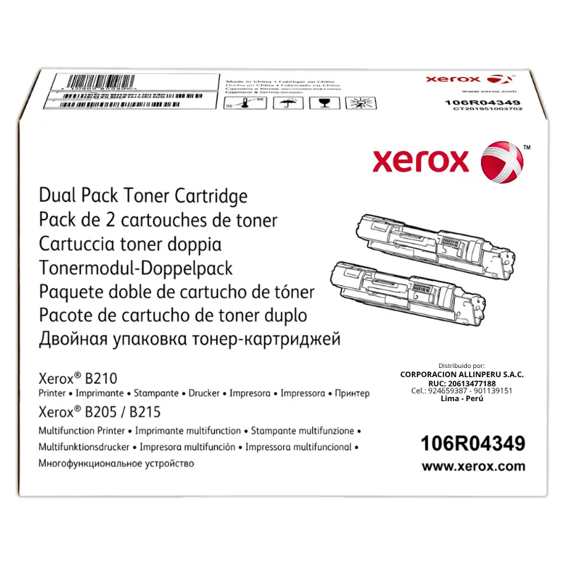 Foto de tóner Xerox 106R04349 caja frontal negro original
