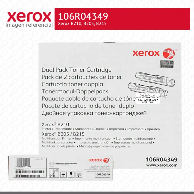 Toner Xerox 106R04349 6K B210, B205, B215 2 unidades x caja