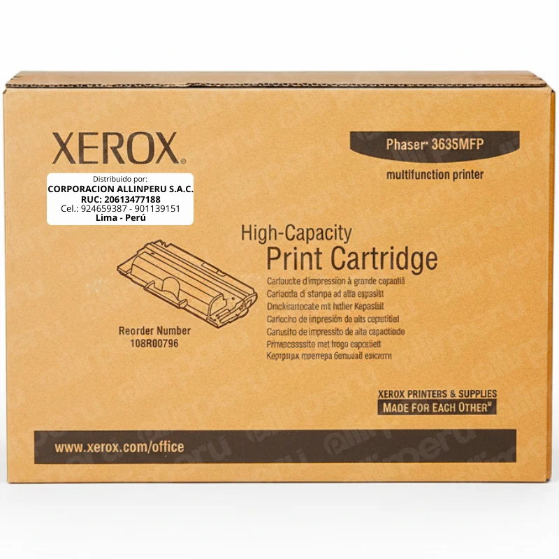 Foto de toner Xerox 108R00796 negro original caja frontal