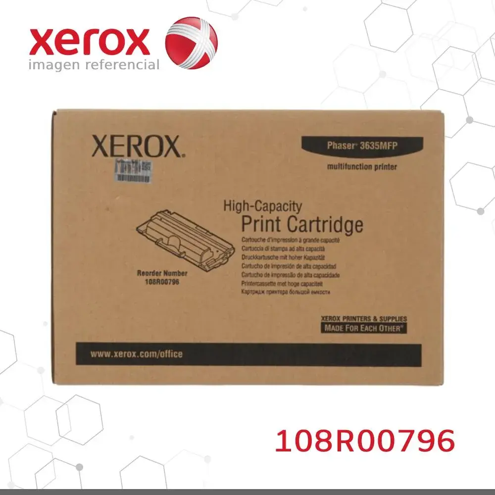 Toner Xerox 108R00796 Negro 10K Phaser 3635 Alta capacidad