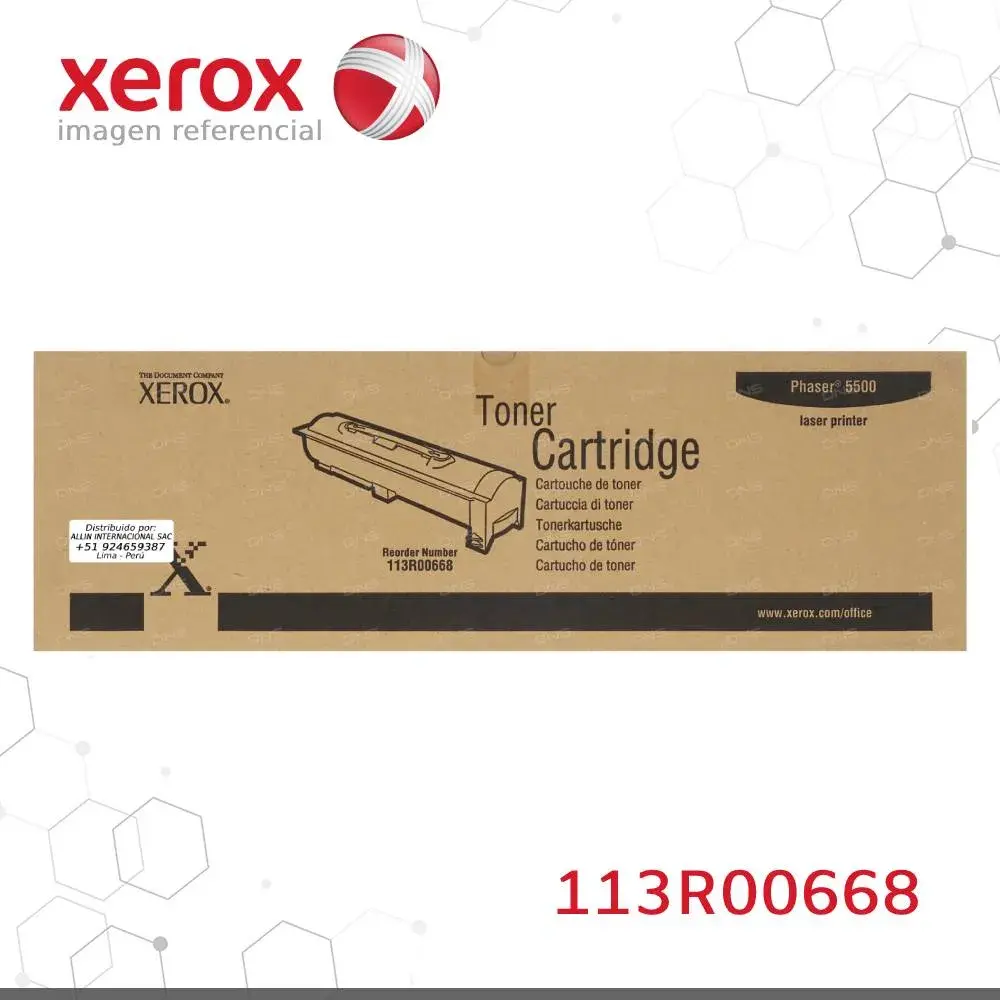 Toner Xerox 113R00668 Negro 30K Phaser 5500 Alta Capacidad