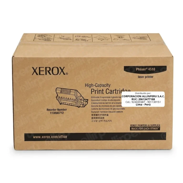 Tóner Xerox 113R00712 negro vista frontal con empaque original