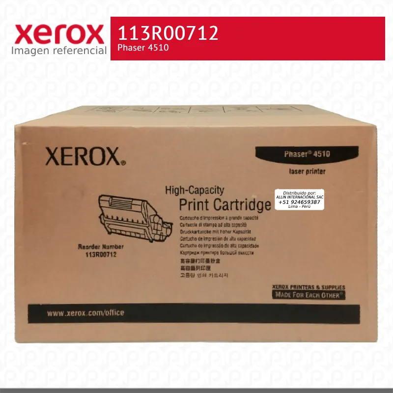 Toner Xerox 113R00712 Negro 19K Phaser 4510 Capacidad Estandar