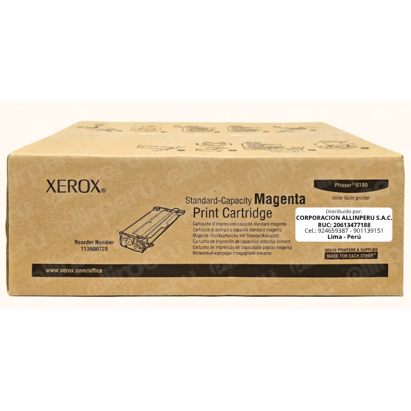 Foto de tóner Xerox 113R00720 magenta caja frontal Phaser 6180