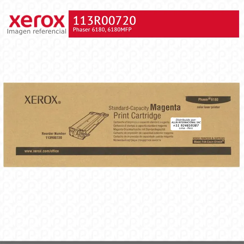 Toner-Xerox-113R00720-para-Phaser-6180.webp Toner Xerox 113R00720 Magenta 2K Phaser 6180 Capacidad Estandar - Imagen 1