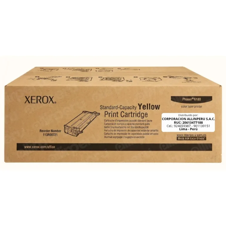 Foto de toner Xerox 113R00721 amarillo caja frontal Phaser 6180