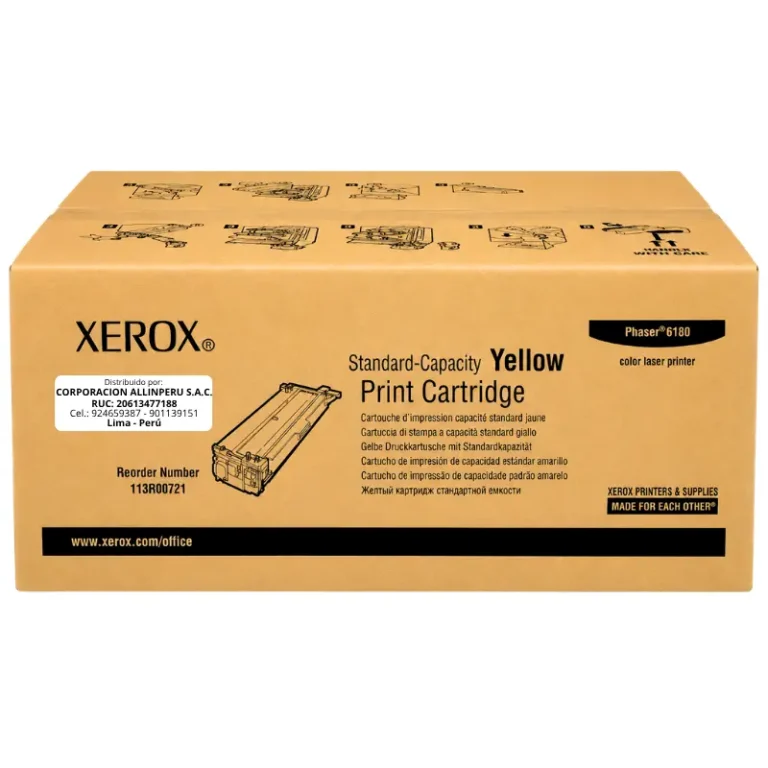 Foto de toner Xerox 113R00721 amarillo caja frontal Phaser 6180