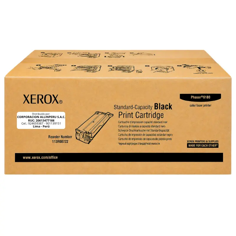 Foto de toner Xerox 113R00722 negro caja frontal Phaser 6180