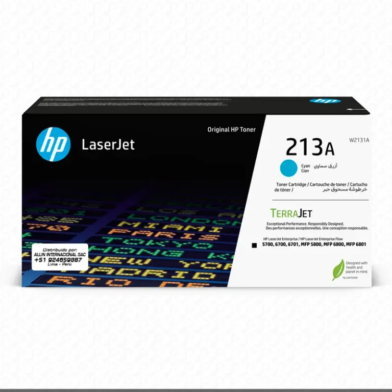 Toner HP 213A Cian W2131A para LaserJet Enterprise 5700 5800 6700