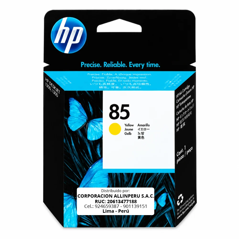Foto de cabezal HP 85 amarillo C9422A original vista frontal