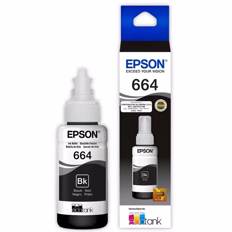tinta epson 664 negro original nuevo sellado