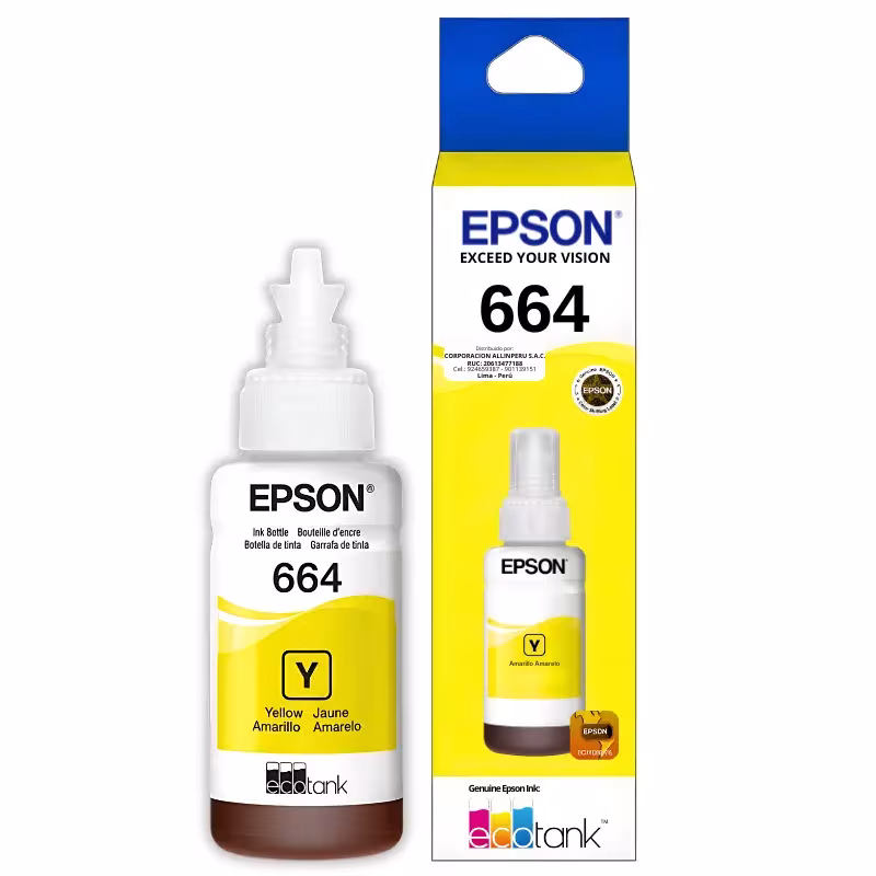 tinta epson 664 yellow original nuevo sellado
