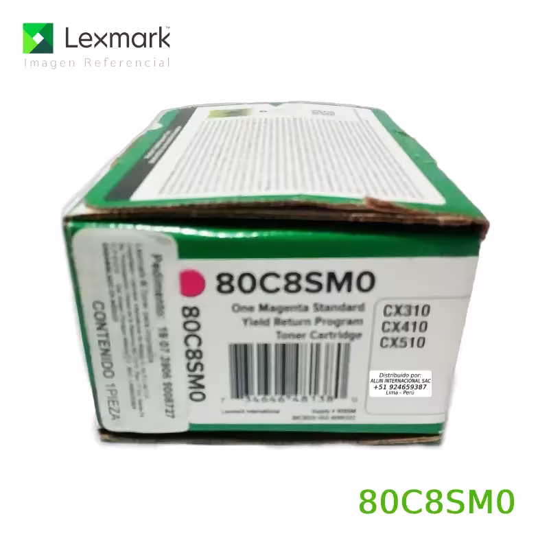 Toner Lexmark 80C8SM0 Magenta para CX410, CX510, CX310 2.000 Páginas