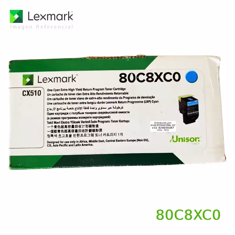 Toner Lexmark 80C8XC0 Cyan 4,000 páginas
