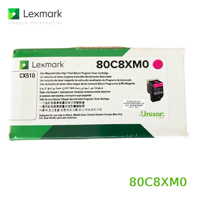 Toner Lexmark 80C8XM0 Magenta 4,000 páginas