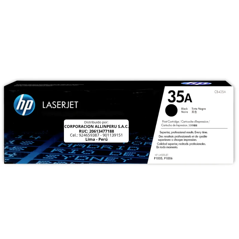 Foto de tóner HP 35A CB435A negro vista frontal