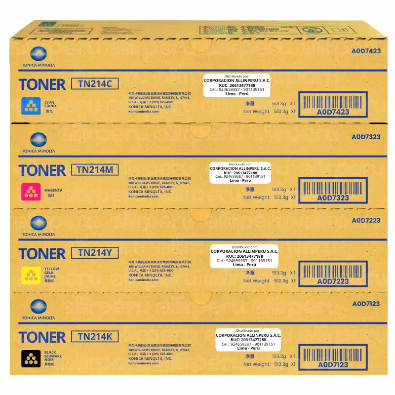 Kit de Toner Konica Minolta TN-214 Bizhub C200 Original