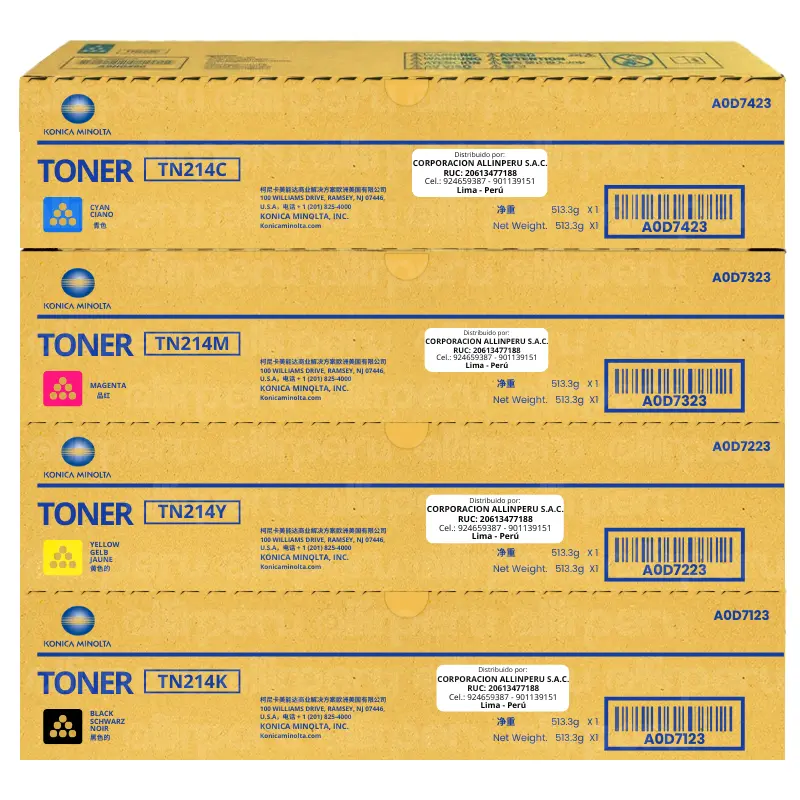 Kit de Toner Konica Minolta TN-214 Bizhub C200 Original Kit de Toner Konica Minolta TN-214 Bizhub C200 Original