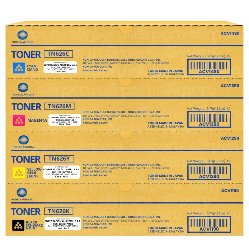 Kit de toner Konica Minolta TN-626 Bizhub C450i, C550i, C650i Original