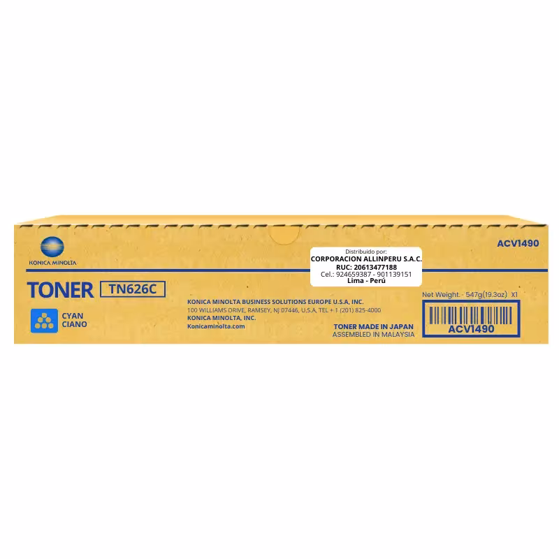 Toner Konica Minolta TN-626C Cyan Bizhub C450i Original ACV1490