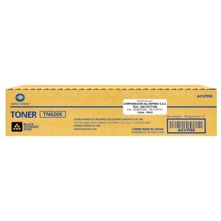 Toner Konica Minolta TN-626K Negro Bizhub C450i, C550i, C650i Original ACV1190