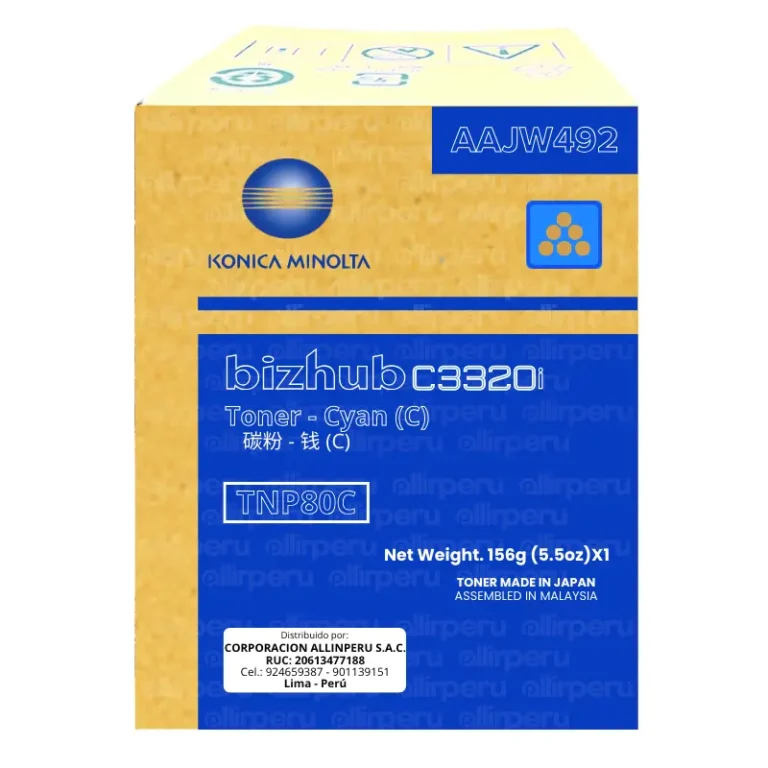 Toner Konica Minolta TNP80C Cyan Bizhub C3320I AAJW492